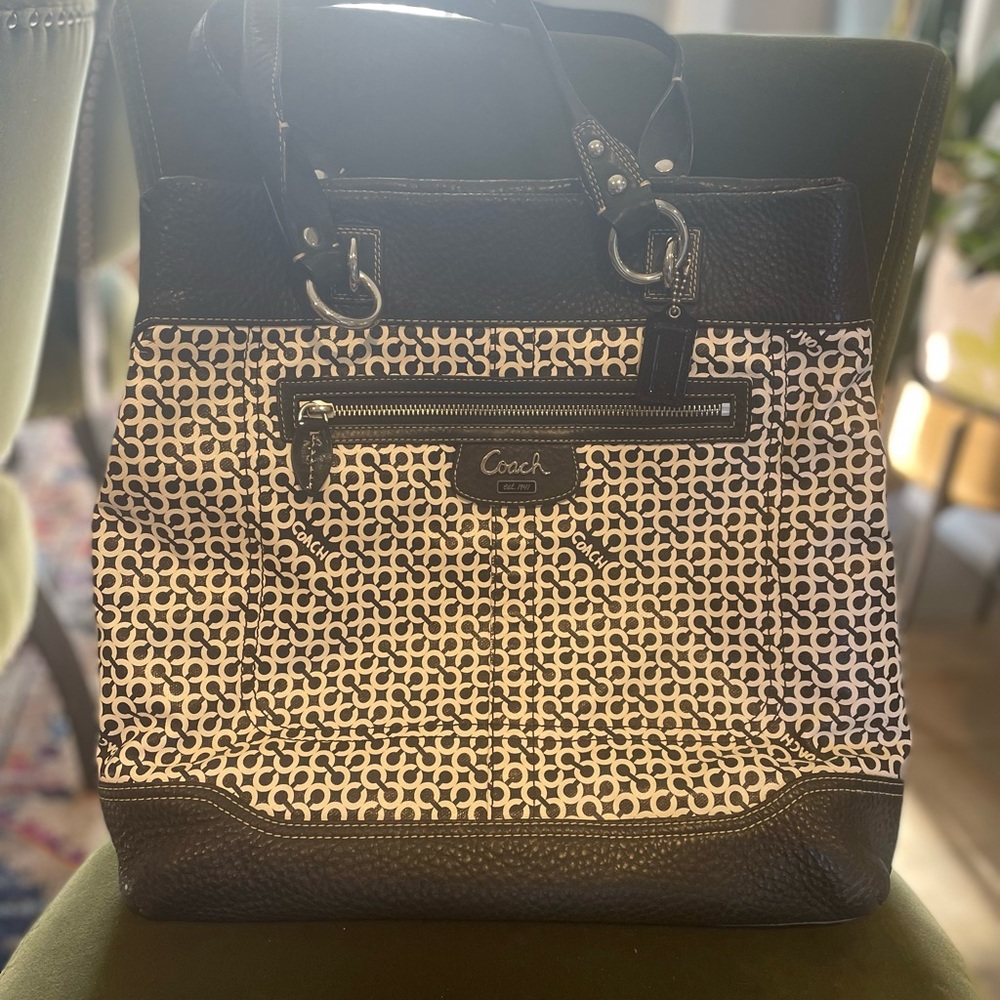 Coach Penelope Op-Art leather canvas tote